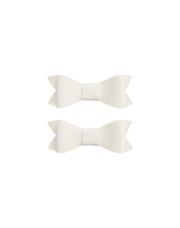 Celeste Cream Faux Leather Bow Clips